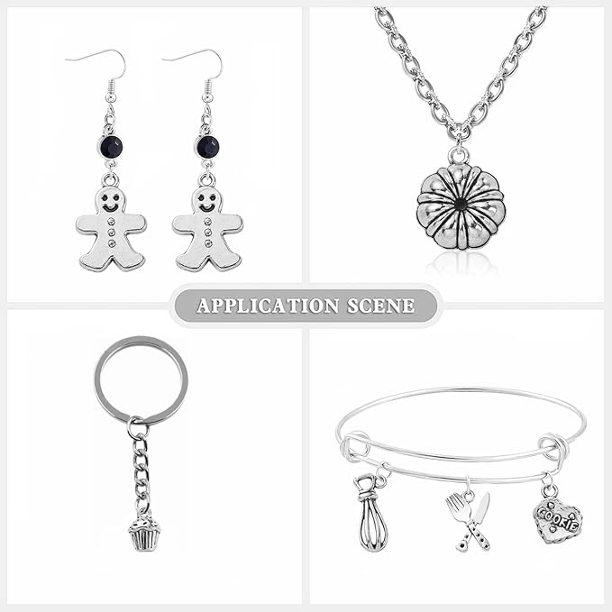 DanLingJewelry 100Pcs 10 Styles Baking Charms Cupcake Bakery Coffee Egg Beater Cookies Charms for DIY Jewelry Making