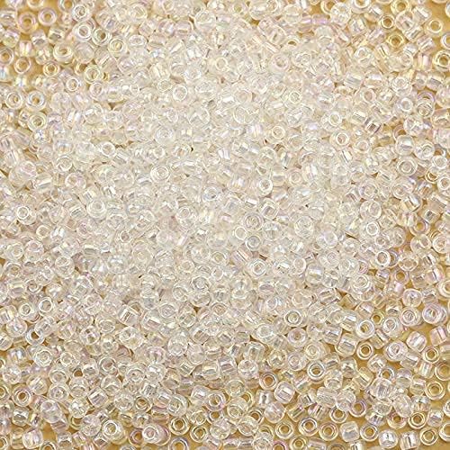 Bala&Fillic Raibow Clear 3mm Seed Beads About 3600pcs/100Grams in Bag, 8/0 Glass Craft Beads for Making Bracelet and Necklace (Raibow Clear)
