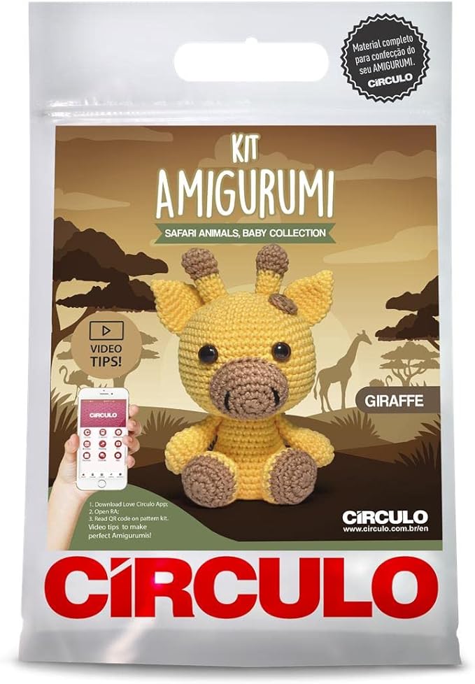 CIRCULO Amigurumi Kit - Safari Animal Crochet Kit for Beginners with Easy Instructions - All-Inclusive - Set with Premium Amigurumi Yarn - Giraffe