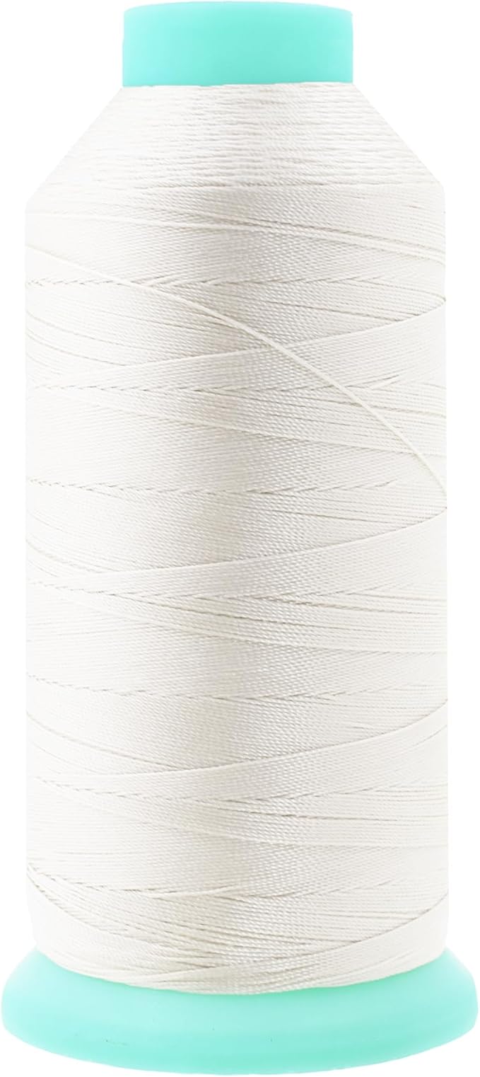 Mandala Crafts Size 92 280D T90 Bonded Nylon Thread - Off White 1100 YDs Tex 90 Heavy Duty Sewing Threads for Leather, Jeans, Weaving, Outdoor Marine Upholstery