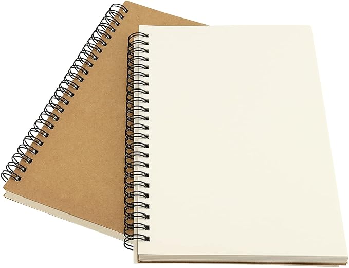 20 Pack A5 Unlined Spiral Notebook, 120 Pages/60 Sheets Softcover Kraft Blank Stketch Book Journal Notebook, Sketch Padfor Drawing, Sketching, Writing, 8.3 x 5.5 inch