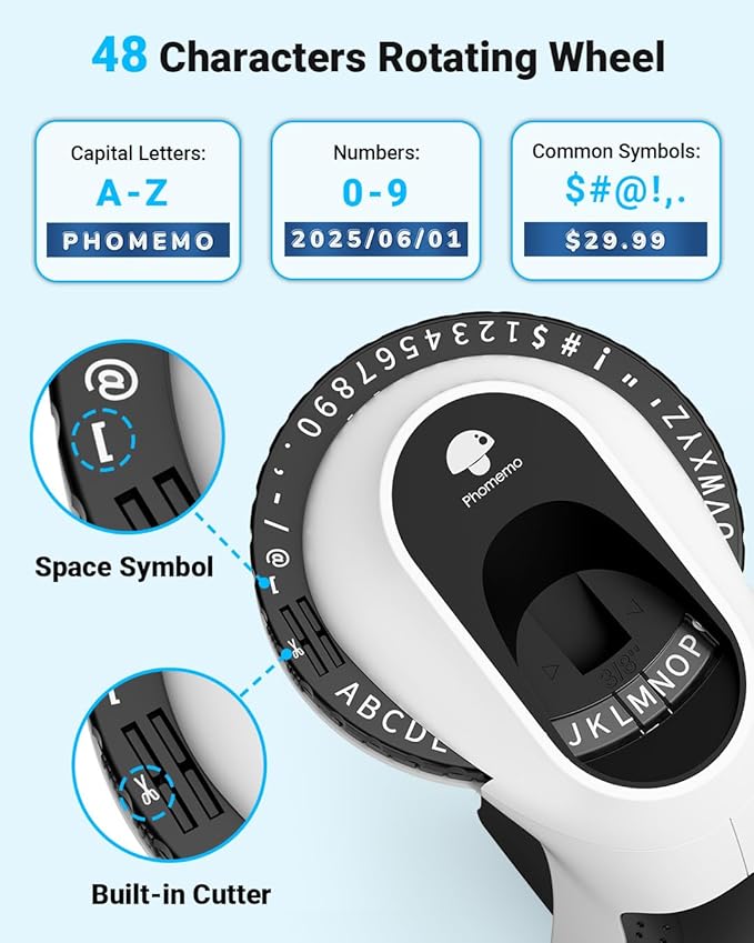 Phomemo Embossing Label Maker, Scrapbook Supplies, Vintage Embossed Label Maker for Junk Journal, Retro Embosser Labeler for Old School Label Makers Waterproof for Home Office Kids DIY Crafting -Black
