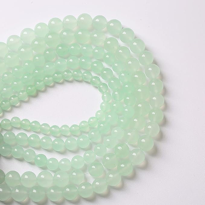 4mm 90pcs Natural Green Jade Chalcedony Beads Energy Healing Power Stone Beads for Jewelry Making Round Loose Beads DIY Bracelet 15" (Green Jade, 4mm)