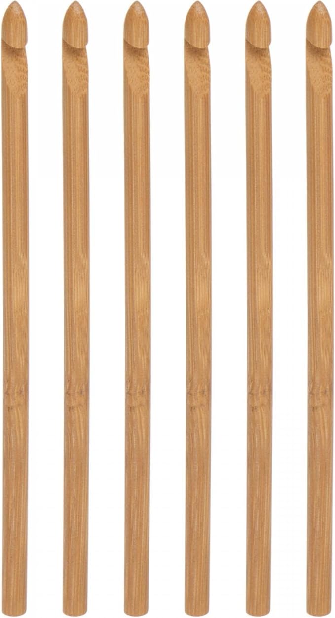 uxcell Wooden Bamboo Crochet Hook 6.5mm US Size K (Size 10.25) Knitting Needles for DIY Craft Yarn 6Pcs