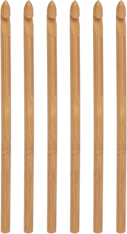 uxcell Wooden Bamboo Crochet Hook 6.5mm US Size K (Size 10.25) Knitting Needles for DIY Craft Yarn 6Pcs