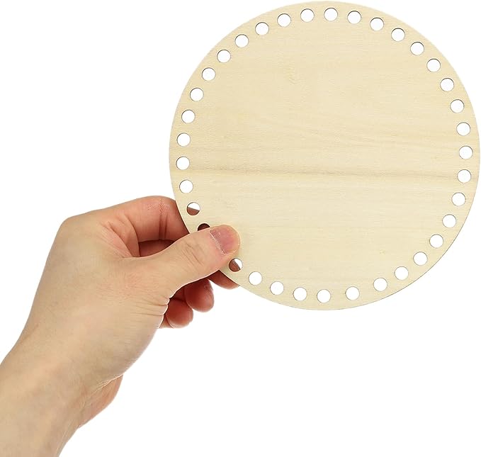 PATIKIL 6" Diameter Crochet Basket Bottom, 4Pcs Round Blank Crochet Knitting Wooden Base for DIY Craft Weaving Basket Making Supplies Home Decoration, Wood Color