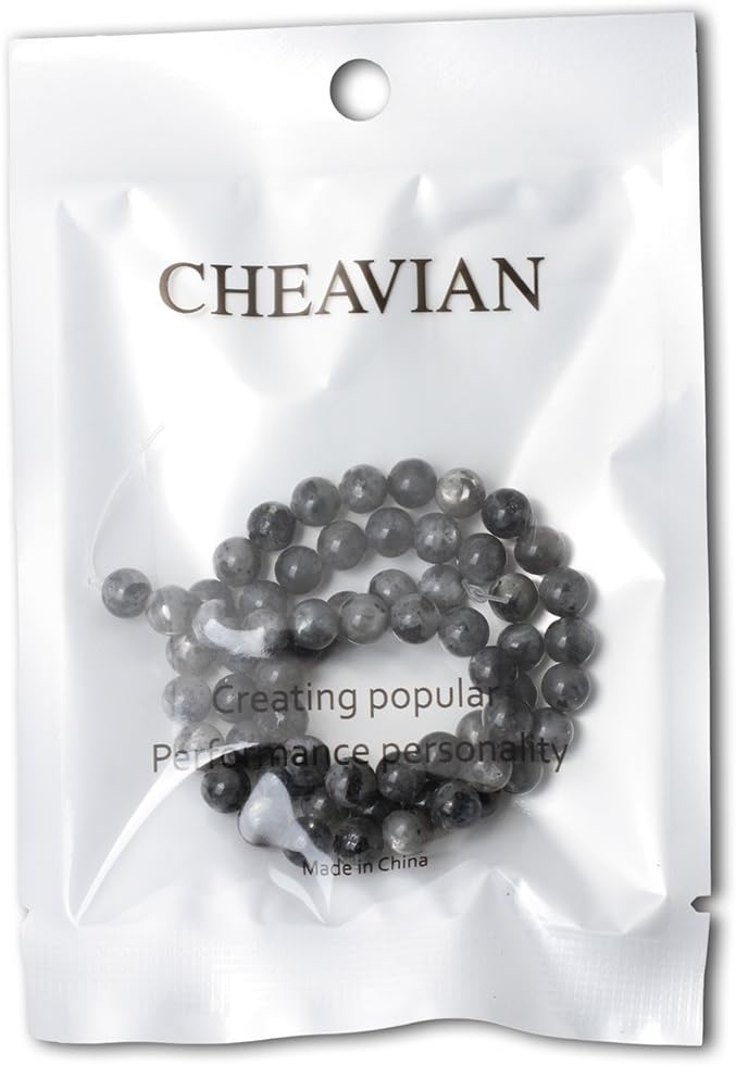 cheavian 60pcs 6mm natural black labradorite gemstone round loose beads crystal energy stone for diy jewelry making 1 strand 15"