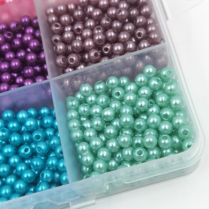 INSPIRELLE 5400 Pieces 4mm Pearl Beads 30 Colors Plastic Spacers Beads for Jewelry Making and Crafting