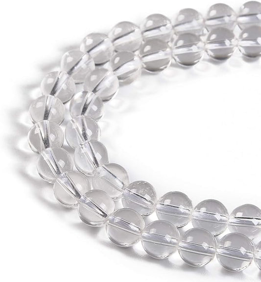 60pcs 6mm Natural Clear Quartz Crystals Gemstone Round Spacer Loose Stone Beads for Jewelry Making 15.5" 1 Strand (Clear Quartz Crystals, 6mm 60Beads)