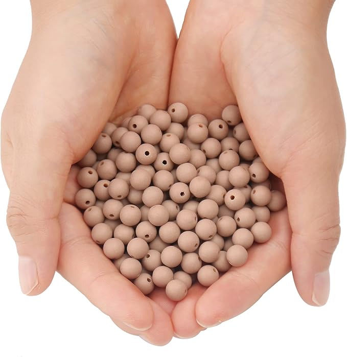 bonny boxx 1000pcs 6mm matte light brown acrylic round beads, frosted plastic resin bubblegum balls chunky gumball beads for necklace and bracelet making, crafting supplies