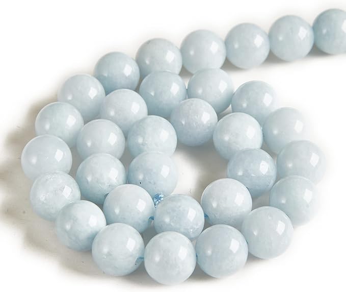 100pcs 10mm aquamarine beads natural gemstone beads round loose beads for jewelry making