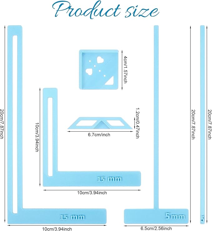6PCS Book Binding Tool, Easy Scrapbooking Tools Kit for Starter, L Ruler + T Ruler + I Ruler + Corner Miter + Eyelet Guiding for Journal, Notebook, DIY Projects, Scrapbooking Bookbinding (Blue)