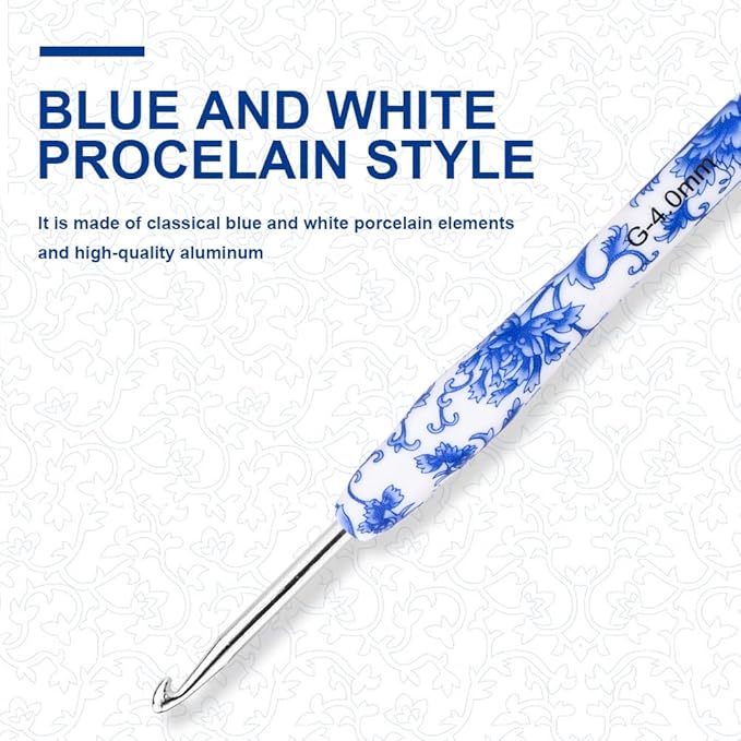 BCMRUN 4 mm(G) Crochet Hook, Ergonomic Handle for Arthritic Hands, Soft Rubber Grip Extra Long  Knitting Needles for Beginners and Knitting Crocheting Yarn (4.0mm-G)