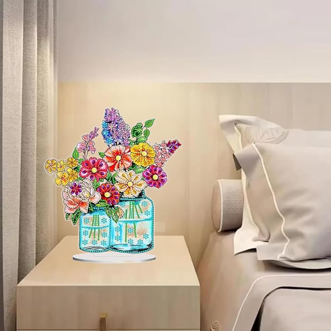 hyzsj DIY Diamond Desktop Ornament Vase,Crystal Diamond Art Painting Tabletop Ornaments Single Sided,Ornament for Adult Beginner Home Office Decor Crafts Gift