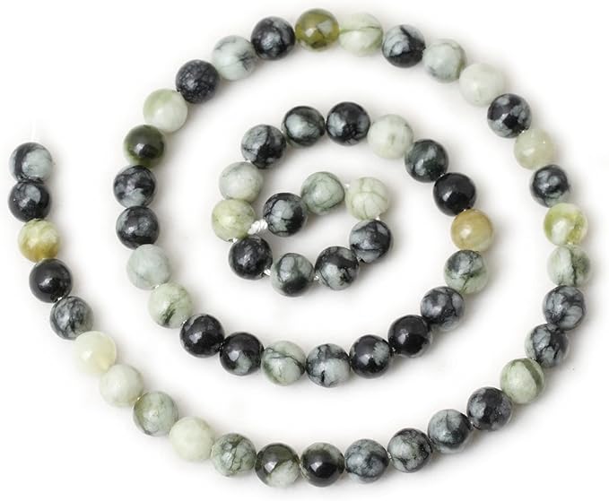 cheavian 60pcs 6mm natural green vine jasper round loose beads for jewelry making 1 strand 15"