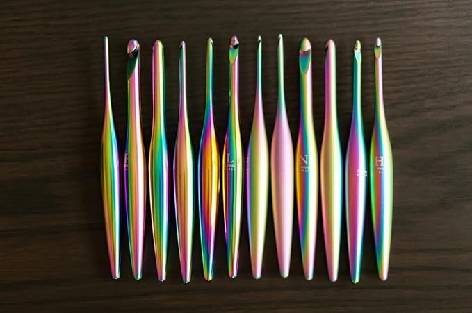 Furls Crochet Hook, Limited Edition Matte Aura Streamline Metal, Ergonomic Handle Crochet Hooks 7" (Matte, L - 7.00MM)