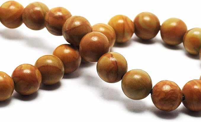 Natural Stone Beads for Jewelry Making - 10mm Gemstone Round Beads for Bracelets(35-38pcs, Woodgrain)