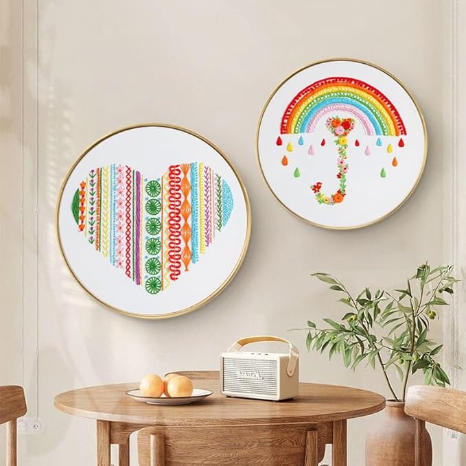 Konrisa Easy Embroidery Kit for Beginners Stamped Embroidery Starter Kit DIY Sewing Needlepoint Cross Stitch for Adults, Stitch Practice Kit 3 Embroidery Fabric Pattern