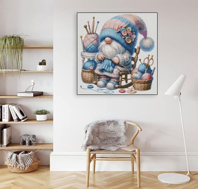 sewing gnome stamped cross stitch kits gnome cross stitch patterns,dimensions cross stitch kits embroidery kit arts and crafts for beginners 13.7x13.7 inch