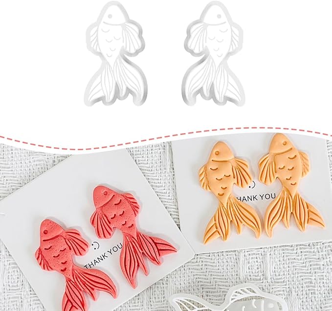 Xaekicr Goldfish Polymer Clay Cutters for Earrings – 2PCS Clay Earring Cutters, DIY Clay Tools for Polymer Clay Molds and Jewelry Making