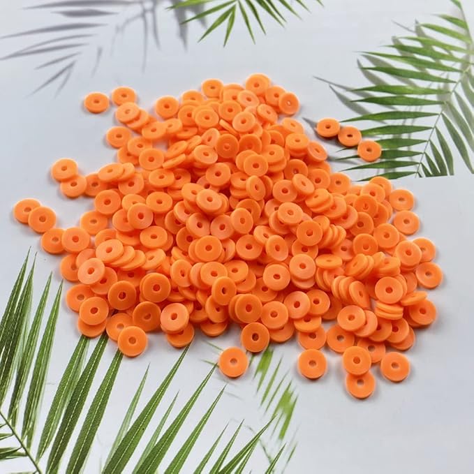 2000pcs Heishi Vinyl Beads Flat Round Polymer Clay Spacer Beads for Making Bracelet Necklace Earring Accessories DIY Handmade Craft(Orange, 6mm)