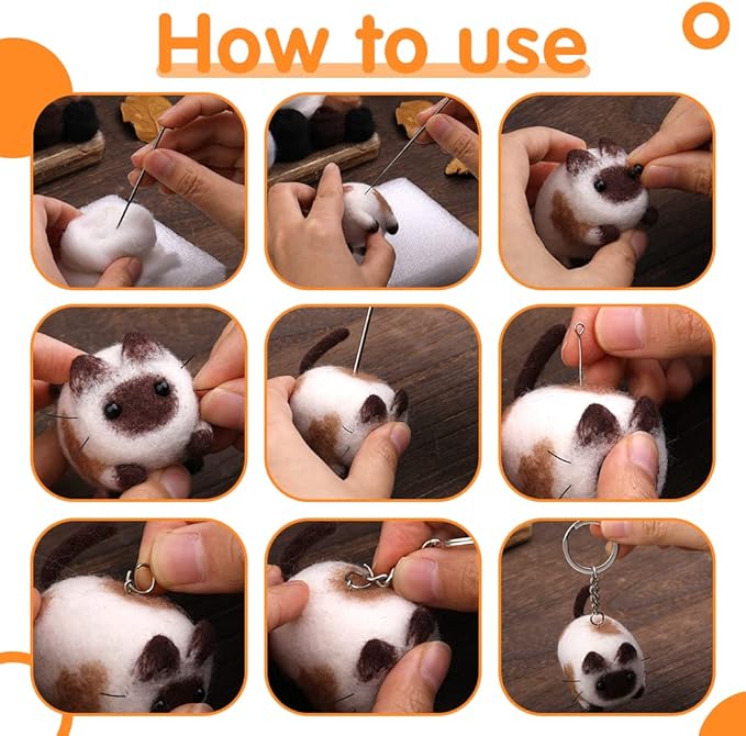 Mayboos Needle Felting Kit, 3 Pieces Making Wool Needle Felting Starter Kit with Instruction, Felting Foam Mat and DIY Needle Felting Supply for DIY Craft Animal Home Decoration