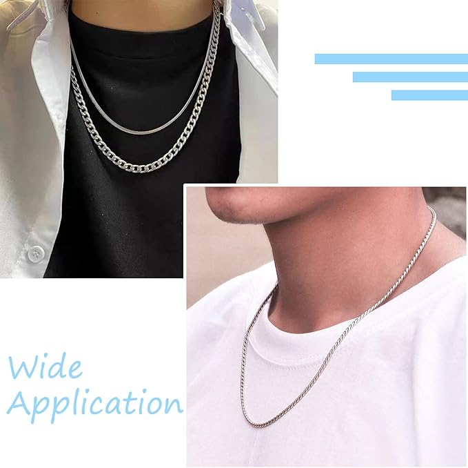 Pandahall 16.4 Ft 2mm Stainless Steel Snake Chains with 50Pcs Jump Ring 10Pcs Lobster Claw Clasps 30Pcs Folding Crimp Ends Jewelry Making Kits for Chain Necklace DIY