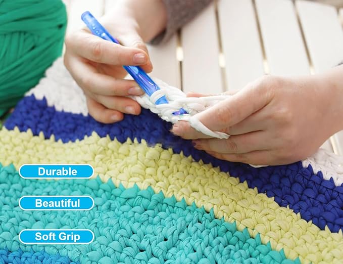 Weabetfu 18mm Large Crochet Hook,Huge Crochet Hooks for Chunky Yarn,Ergonomic Knitting Giant Crochet Hooks,Big Crochet Hooks for Knitting Yarn Carpet Scarf Wool Roving, Blue