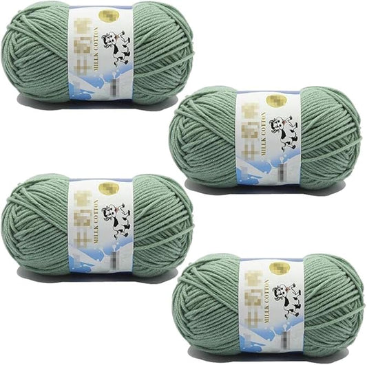Caddice Comfy Blend Milk Wool Starter Kit - 4 Rolls Soft, Plain, Bulk Yarn for Knitting, Crochet, Handcrafts