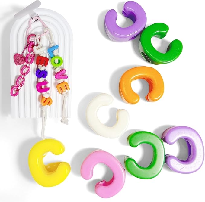 Maerolre 20Pcs Large Letter Beads, 20mm Big Acrylic Bubble Alphabet Beads, Colorful Plastic Beads for DIY Keychains, Jewelry Making, Phone Crafts Projects- C