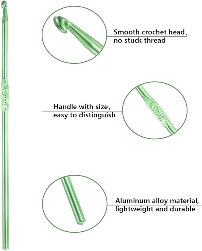 HEYLEAYAR 4MM Aluminum Crochet Hooks 14PCS,Crochet Needle US Size G(Size 6),Crochet Hooks Bulk for Craft Yarn Contribute to Beginners