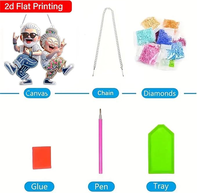 ZeeLionArt Hanging Diamonds Art Kits for Adults,Fun Elder Pendant Diamonds Painting Art Kit,6.3x7.1inch Acrylic Diamonds Painting Board Kit Ornament, Special Crystal Diamond Hanging Ornament