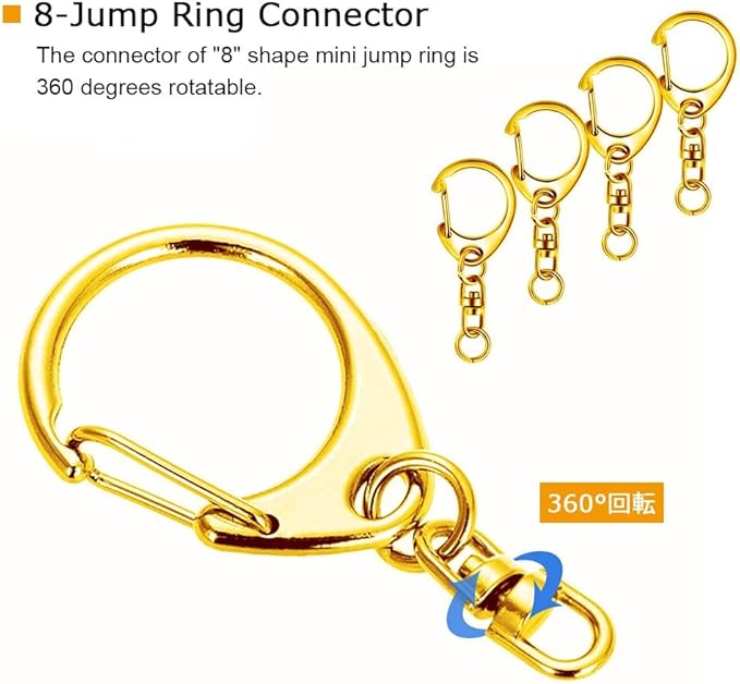Roctee 50 Pack Gold Keychains with Jump Rings & Chains, 1.92" DIY Keychain Hardware Kit for Crafts, Key Ring Accessories for Keychain Making Projects