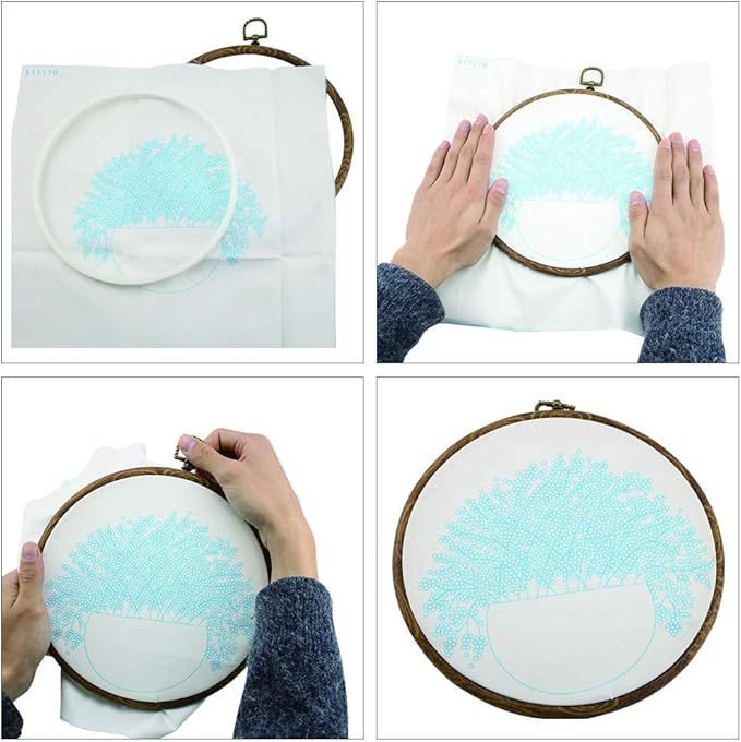 guofa 9.6’’ round embroidery hoops, 5pcs 25cm cross stitch frames – decorative resin embroidery hoop set with vintage wood grain for needlework, sewing, needlepoint & craft display