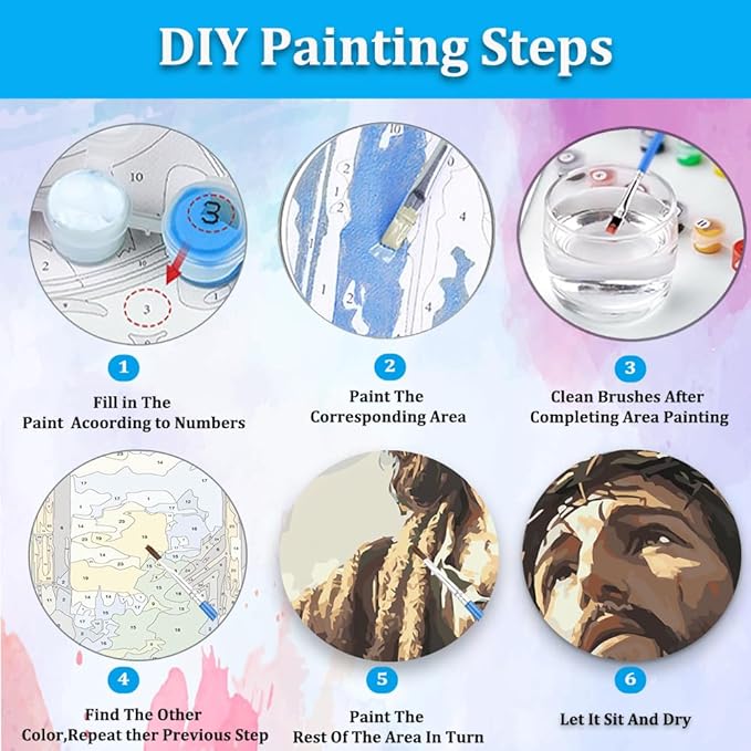 Artunion Jesus Cross Paint by Numbers Kit for Adults,Religious Christians Paint by Number Kits, DIY Oil Painting Paint by Number Kits on Canvas Arts Craft for Home Wall Decor 16x20 Inch