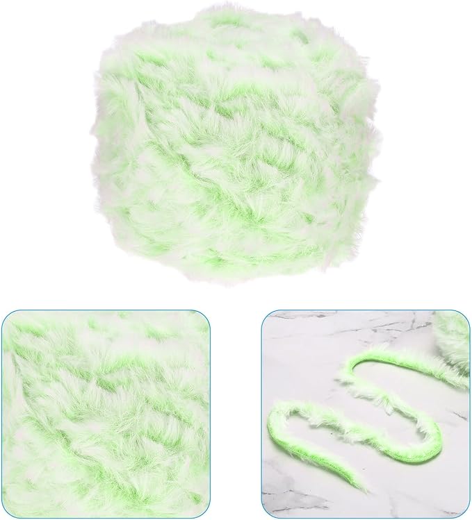 PATIKIL 70yds Faux Fur Yarn, Fuzzy Yarn Crochet Fluffy Yarn Soft Chunky Polyester Plush Fur Eyelash for Crocheting Knit Blanket Rug Sweater Scarf Hat Bear Craft, Green