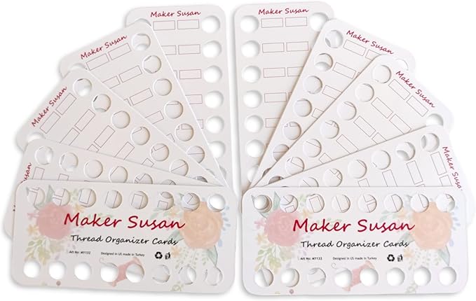 10 Pack Embroidery Thread Organizer Cards, Embroidery Floss Organizer Holder 16 Positions Cross Stitch Per Bobbin for Thread, Embroidery Floss Bobbin Cardboard, Thread Keeper, DIY Storage
