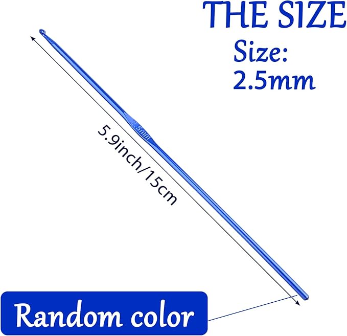 2.5 mm Crochet Hook, Crochet Needles for Yarn, Aluminum Ergonomic Crochet Hooks for Craft Beginners