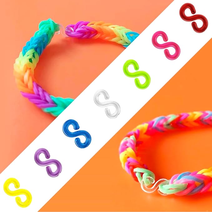 GAADSKCER 1000 Pcs S Clips Rubber Band Bracelet kit Rubber Band Bracelet kit for DIY Handicraft Loom Bracelet Rubber Bracelet (Transparent)