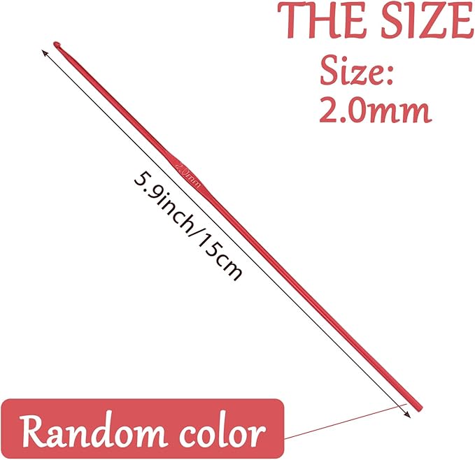 2 mm Crochet Hook, Crochet Needles for Yarn, Aluminum Ergonomic Crochet Hooks for Craft Beginners