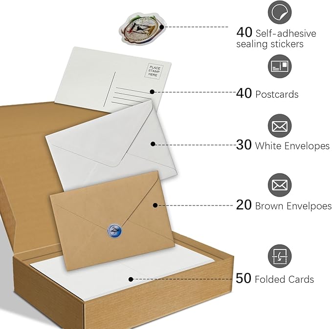 50 Pack Foldable Watercolor Cards with Envelopes 5"X7", 40 Sheets 4''x6'' Blank Watercolor Postcards, 140LB/300GSM 100% Cotton Water Color Cards For Painting, Greeting, Christmas, Birthday