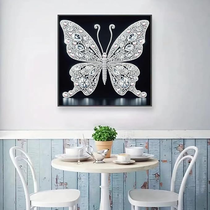GEMFAMILY Butterfly Diamond Art Painting Kits for Adults, Special Shaped 5D Diamond Painting Kits for Adults Beginner,DIY Diamond Dots Gem Art Craft for Home Decor 11.8 x 11.8 inch