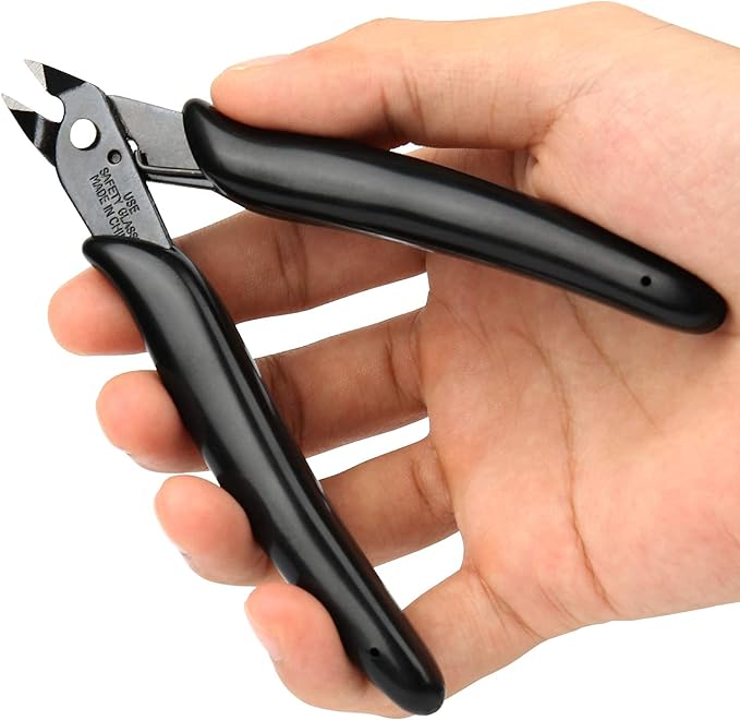 boenfu precision wire cutter jewelry zip tie cutters 5 pack flush cutters nippers small side cutting pliers for 3d print, plastic models, jewelry, electronics, black, 5 inches