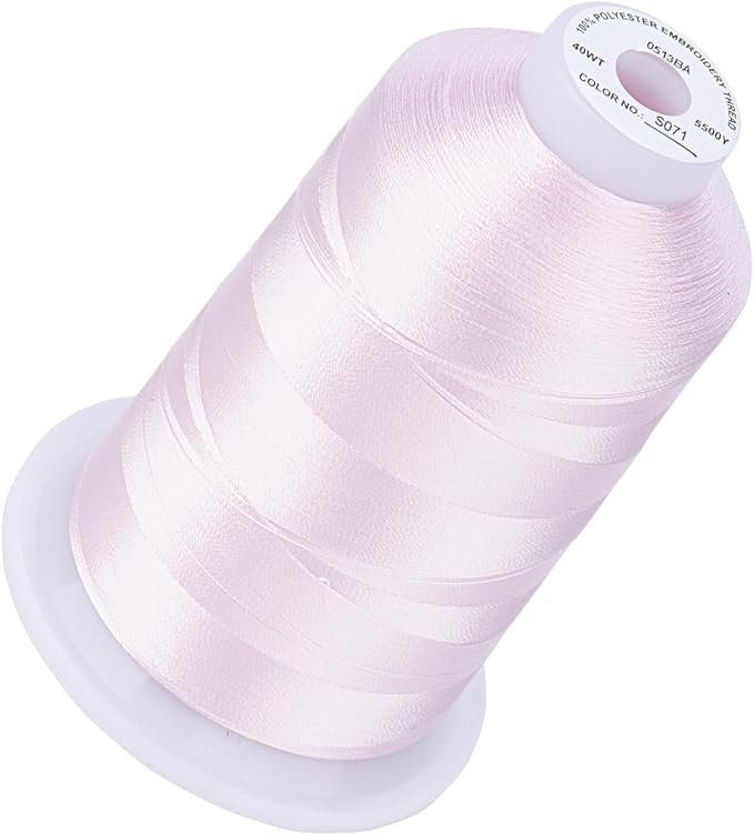 Simthread 5500Yds Embroidery Thread, 5000M High-Yardage 40WT 100% Polyester Thread – 170+ Vivid Colors, High-Speed Rated – Compatible with Brother, Singer, Janome & More - Peaches-N-Cream S071