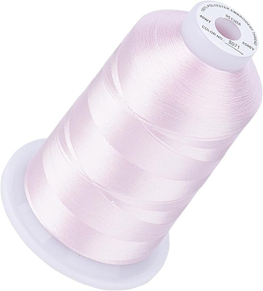 Simthread 5500Yds Embroidery Thread, 5000M High-Yardage 40WT 100% Polyester Thread – 170+ Vivid Colors, High-Speed Rated – Compatible with Brother, Singer, Janome & More - Peaches-N-Cream S071