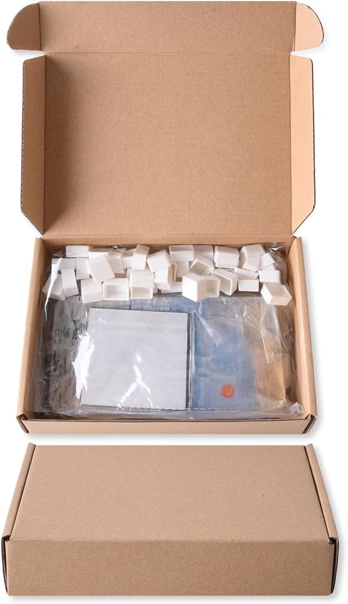 40Pcs Empty Half Pans with Magnetic Stripe Watercolor Paint Travel Tin Palette Case, Artist Paints Half Pan Kits for DIY Watercolor Oils or Acrylics Painting Art Drawing Sunrise, The Impression