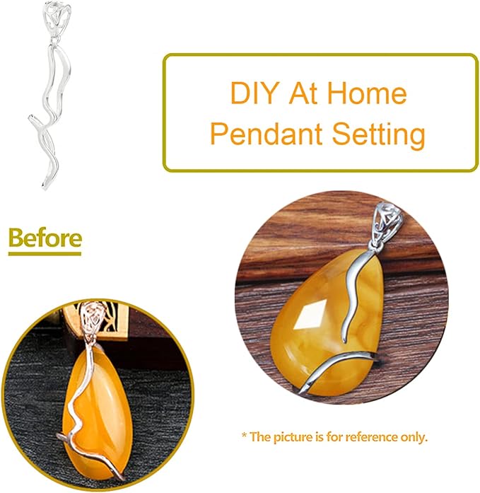 925 Sterling Silver Pendant Blank fit 17X20mm Stone Pendant Cabochon Setting for DIY Necklace Jewelry Making Craft