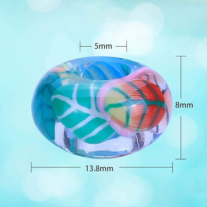 AIPRIDY Girls' Lucky Lover Amber Beads, Big Hole Spacer European Craft Beads for DIY Charms Bracelet Jewelry Making (Green Leaf)