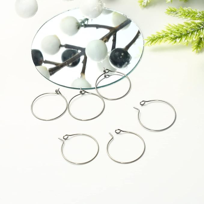 6pcs 20g pure titanium earring hoops diy beaded earrings findings components for jewelry making 20mm, hypoallergenic beading hoop earring making kit for women men sensitive ears