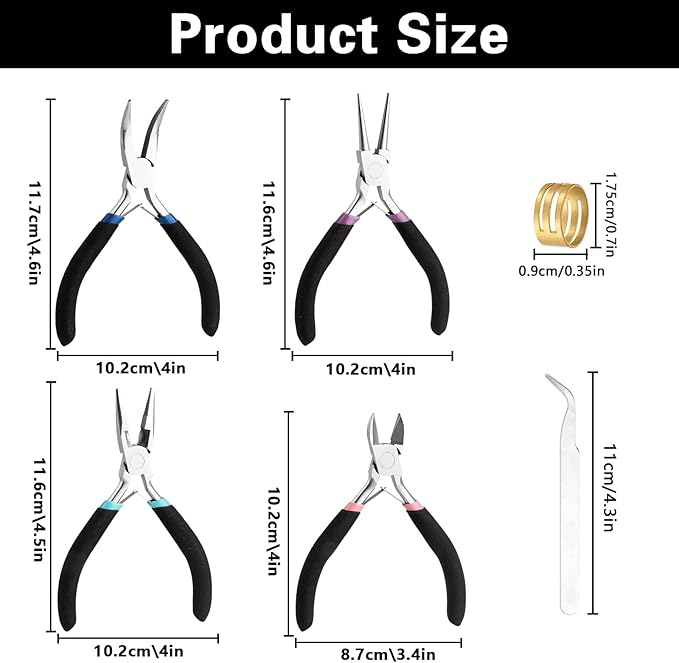 4 pack jewelry making pliers tools set, jewelry pliers with needle nose, round nose pliers,crafts matte handle